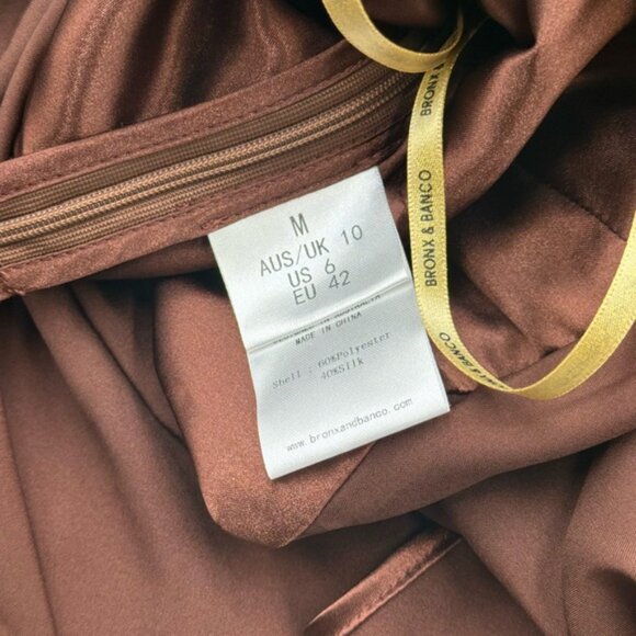 🆕 BRONX & BANCO 🧿 NWOT Leo Chocolate Brown Silk-Blend Maxi Dress, Sz M US 6 - Picture 15 of 15